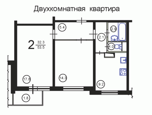 Двухкомнатная квартира проект к 7