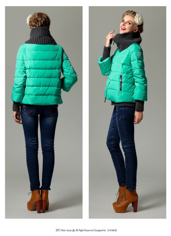 стильная пуховая куртка 2014 Moncler ( вязаный ворот, манжеты, пояс)