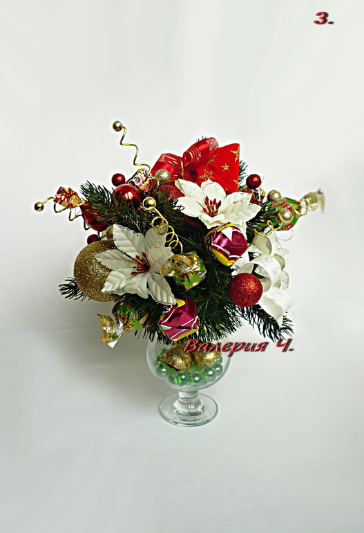 Новогоднее украшение стола с конфетами