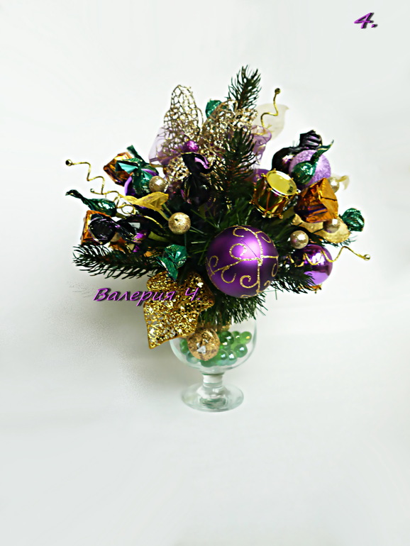 Новогоднее украшение стола с конфетами