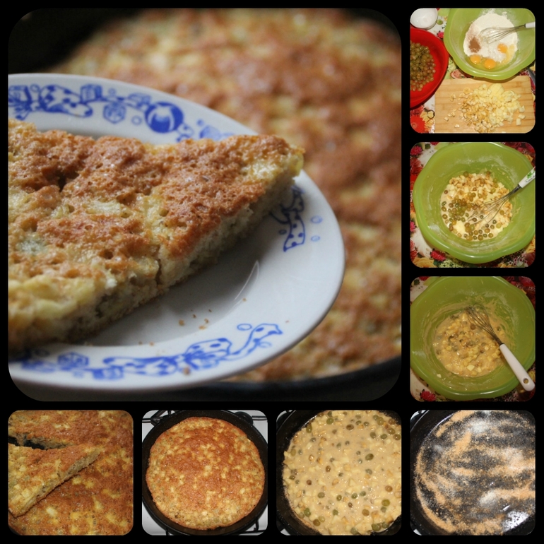 Шарлотка с яблоком, бананом и виноградом