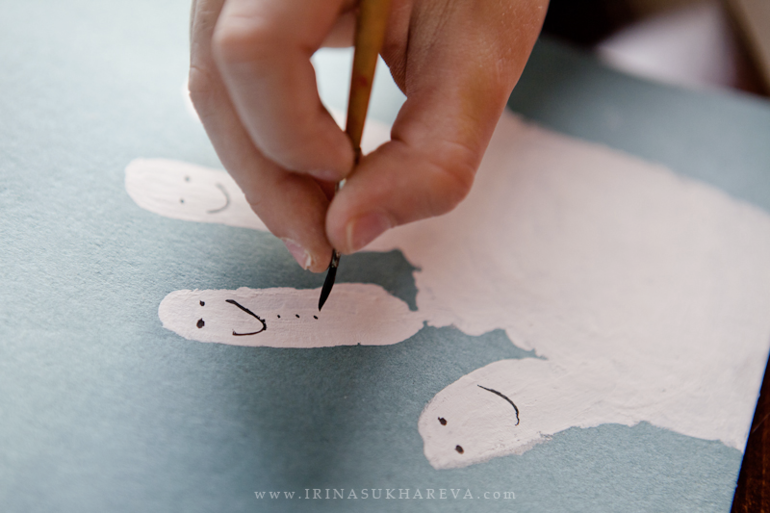 Мастер-класс по созданию новогодней открытки - команда снеговиков