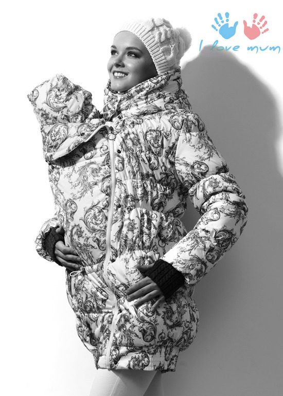 Слингокуртка Гретта зимняя 3 в 1, фиолетово-бирюзовые пейсли - I love mum 48р