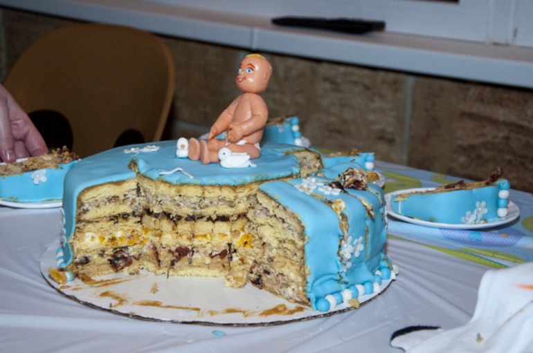 Наш крестильный. Песочный с разными кремами.