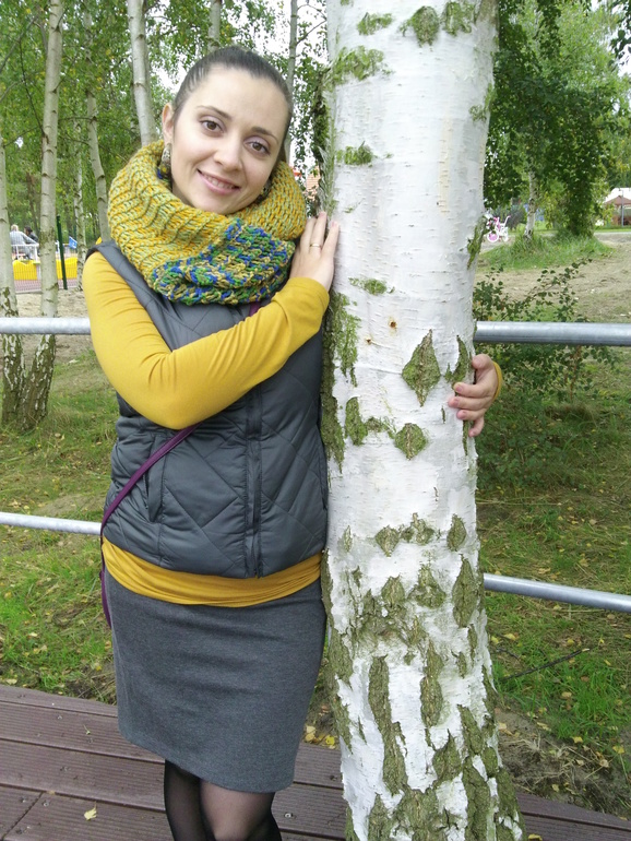 шарф-снуд из остатков пряжи