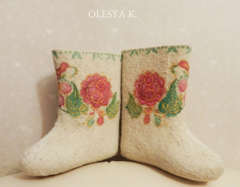 Валенки с ручной росписью р.17 (ножка 14-15см)