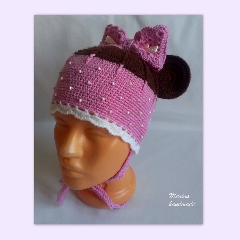 Шапочка "Минни" и необычный шарфик для девочки