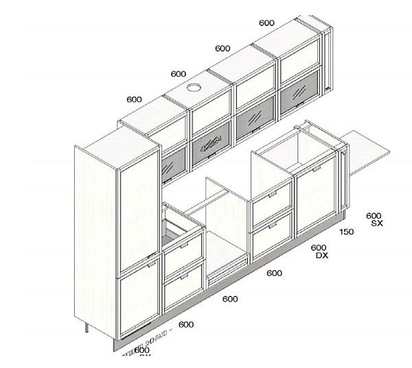 Складская программа кухонь фабрики Scavolini (Италия).