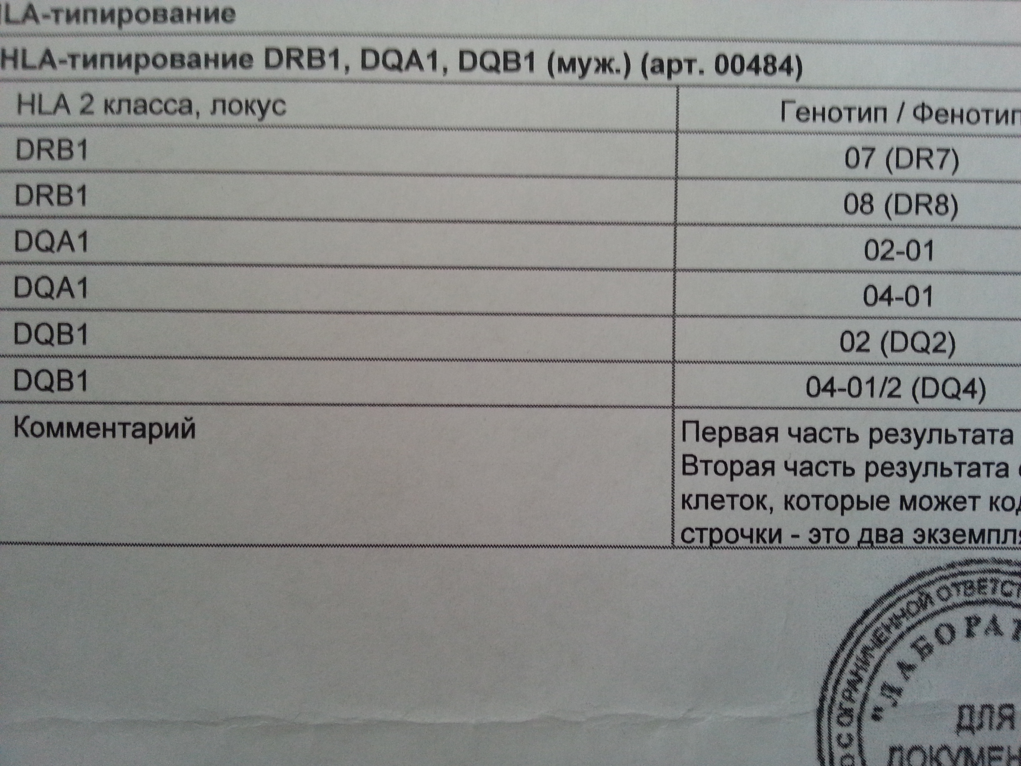 HLA типировагие, плиз помогите расшифровать