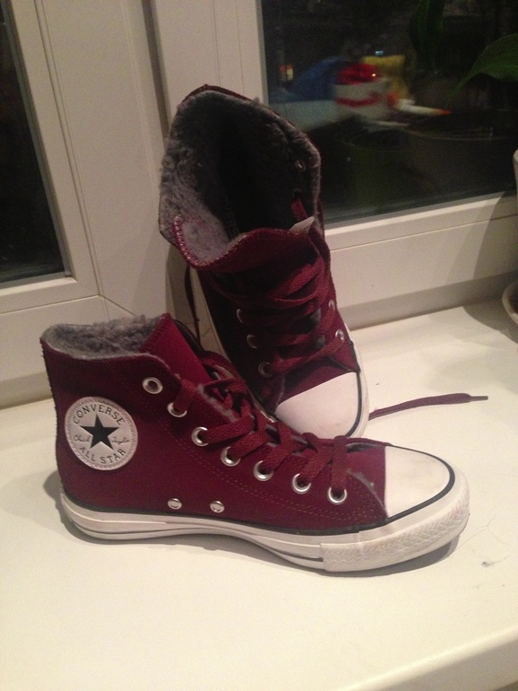 Тёплые удлиненные Converse all star Бордо 37 р-р.