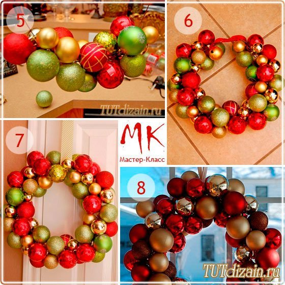 Новогодний венок из ёлочных шаров своими руками :О)