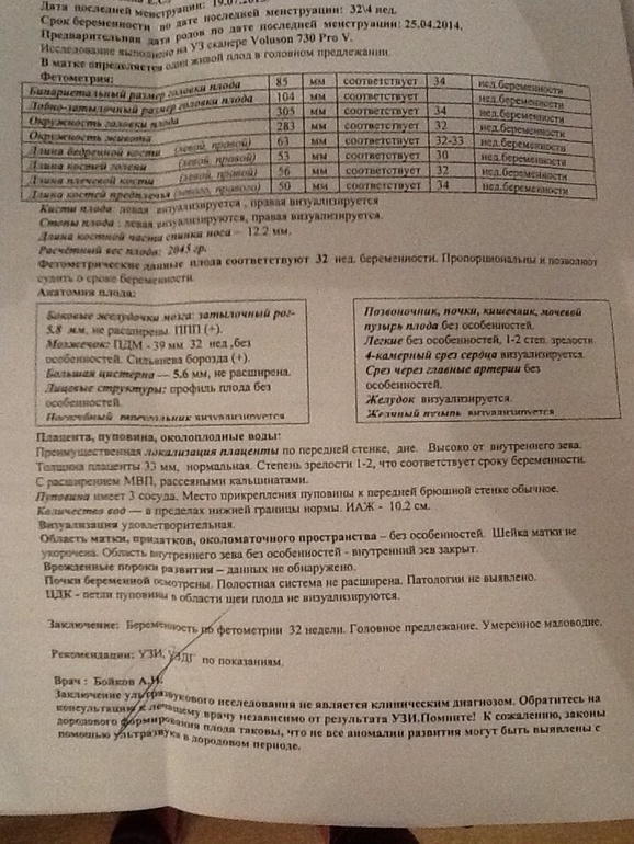34 недели. УЗИ