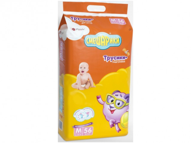 Японские трусики со Смешариками, размер М (6-11кг)