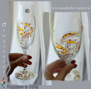 Свадебные бокалы с кристаллами Сваровски