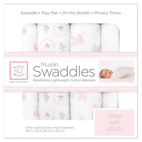 SWADDLE DESIGNS КОМПЛЕКТ БОЛЬШИХ МУСЛИНОВЫХ ПЕЛЕНОК БАБОЧКИ