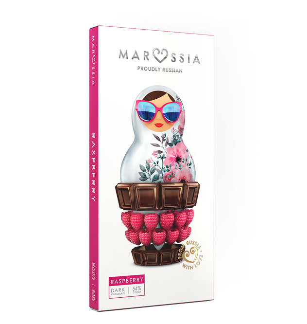 Шоколад "MARUSSIA" Темный с малиной 54%, 100гр*10