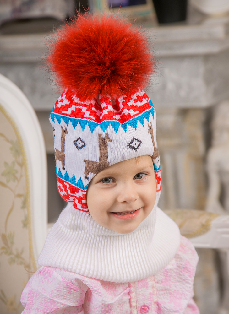 Шапка шлем для девочки зима