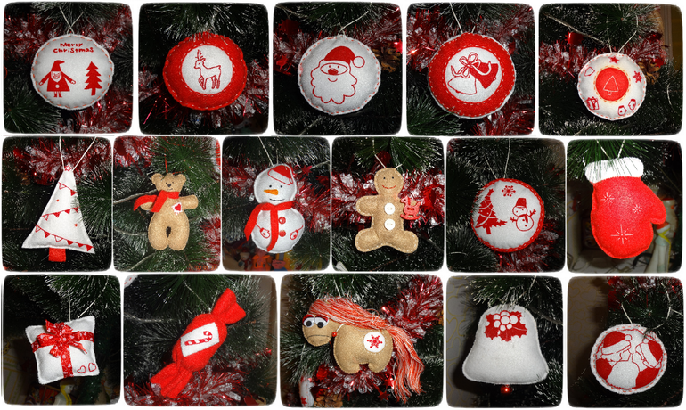 Ёлочные игрушки из фетра с термоаппликацией