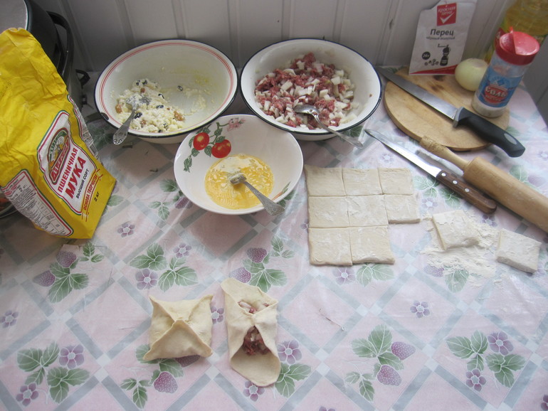 Самса с творогом и с мясом!