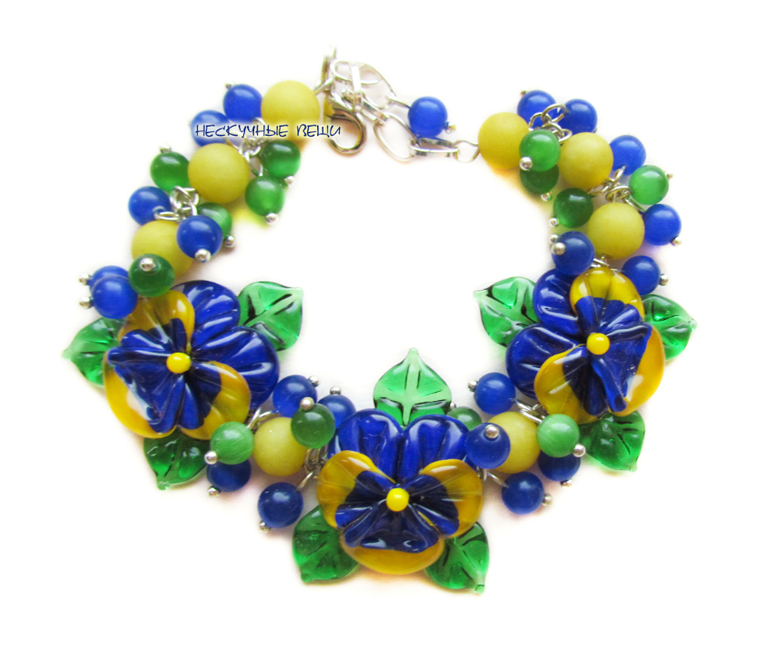 "Жаркое лето" браслет с бусинами лэмпворк