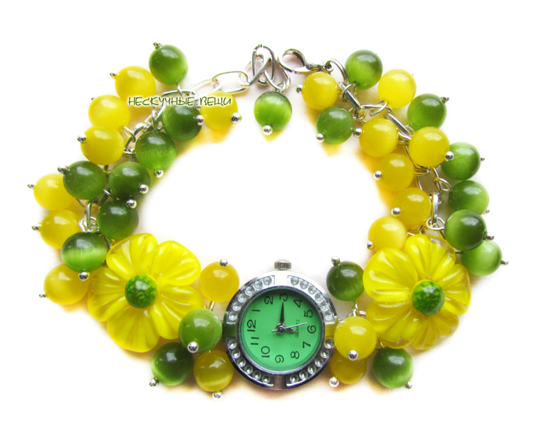 "Солнечная поляна" наручные часы с бусинами лэмпворк