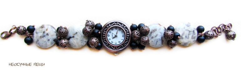 "Древние земли" наручные часы с яшмой и шунгитом