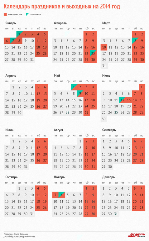 Календарь праздников на 2014г