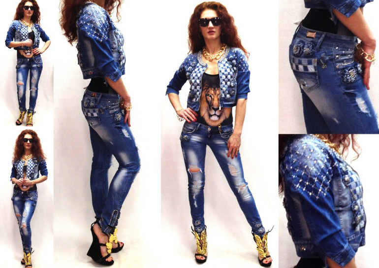Турецкие джинсы женские со стразами