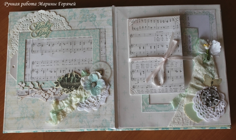 Альбом для новорожденного мальчика - винтаж и кружева!