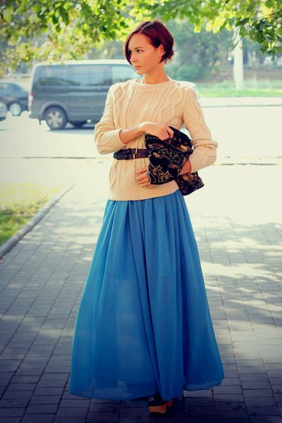 Look of the day: юбка maxi и объемный свитер