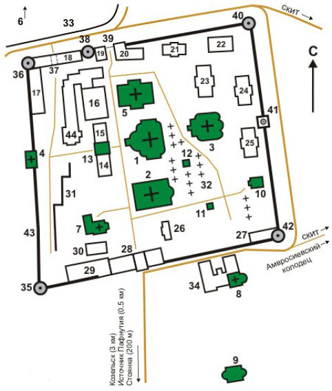 Оптина пустынь схема монастыря
