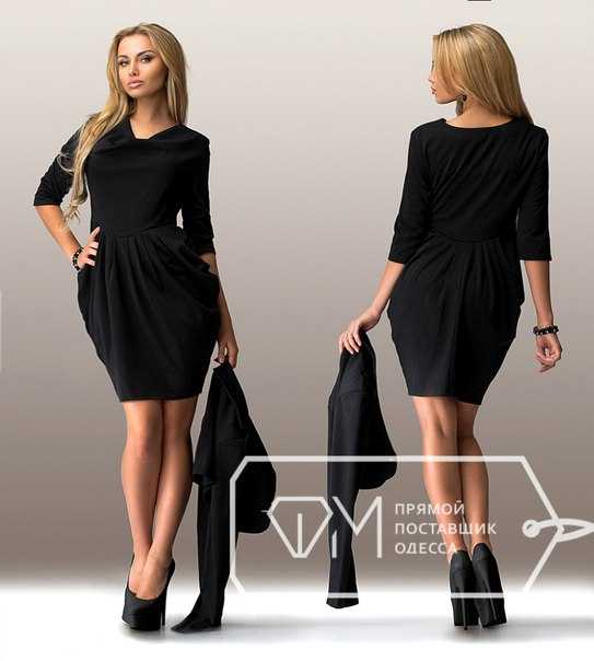 Костюм 4583 Размеры: S, M, L, XL. Цвета: серый, черный. Материал: уплотненный французский трикотаж. Длина: платье 87 см, болеро 30 см, рукав 48/60 см. RUR 1190р.  http://fashion-opt.com/katalog/platyasarafanytuniki/kostyum-4583.html #