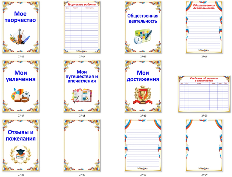 Школьное портфолио 9 класс образец