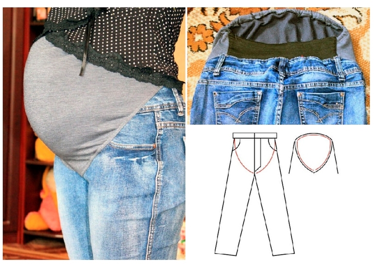 Джинсы для будущей мамы: как переделать старые джинсы на животик