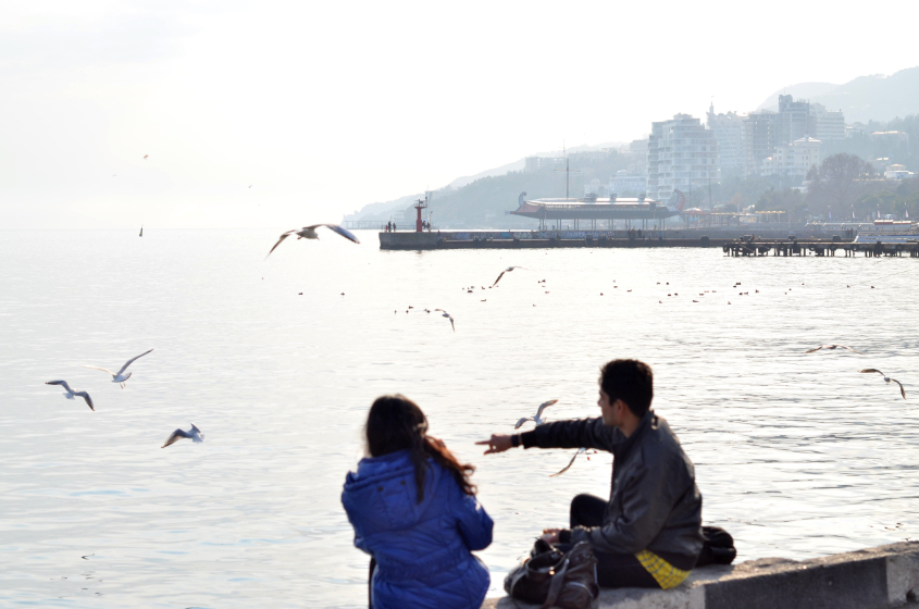 Ялта,набережная,февраль)