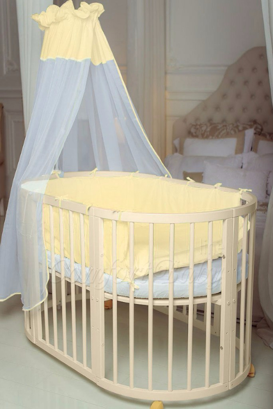 КРОВАТКА- ТРАНСФОРМЕР "COMFORT BABY" .Цена: 25 000 руб.  ХАРАКТЕРИСТИКИ:  возраст детей: 0-5 лет  габариты модели (Д х Ш х В): 1) колыбельки: 78*76*81 см  2) овальной кроватки: 128*76*81 cм  матрас приобретается отдельно.  максимальная нагрузка: 120 кг  Материал: изготавливается только из настоящего массива бука высшего сорта.  сборка: кровать в разобранном виде, простота сборки, инструкция по сборке на русском языке  продукция сертифицирована  производство: Россия  гарантия: 2 года   Дополнительные характеристики: 4 положения по высоте (расстояние положения дна от пола без колес: 1см, 12см, 37см, 57см; расстояние между отверстиями снизу-наверх: 12см, 15см, 20см.); 3 прутика - съемные.  КОНМПЛЕКТАЦИЯ:  1-я ступень - круглая кроватка  2-я ступень - овальная кроватка  3-я ступень - диванчик  4-я ступень - манеж  5-я и 6-я ступени - 2 кресла и столик  7-я ступень - пеленальный столик  ДОПОЛНИТЕЛЬНЫЕ ОПЦИИ:  Комплект постельный "Classic" +6950 руб.  Комплект постельный "Colorit" + 11990 руб.  Фирменный держатель для балдахина +790 руб.  Комплект цельных матрасов " Холкон"/ "Кокос" (круглый+овальный) +8490 руб  Маятник "ComfortBaby Pendulum" 2 в 1+6990 руб.