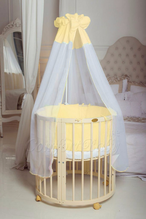 КРОВАТКА- ТРАНСФОРМЕР "COMFORT BABY" .Цена: 25 000 руб.  ХАРАКТЕРИСТИКИ:  возраст детей: 0-5 лет  габариты модели (Д х Ш х В): 1) колыбельки: 78*76*81 см  2) овальной кроватки: 128*76*81 cм  матрас приобретается отдельно.  максимальная нагрузка: 120 кг  Материал: изготавливается только из настоящего массива бука высшего сорта.  сборка: кровать в разобранном виде, простота сборки, инструкция по сборке на русском языке  продукция сертифицирована  производство: Россия  гарантия: 2 года   Дополнительные характеристики: 4 положения по высоте (расстояние положения дна от пола без колес: 1см, 12см, 37см, 57см; расстояние между отверстиями снизу-наверх: 12см, 15см, 20см.); 3 прутика - съемные.  КОНМПЛЕКТАЦИЯ:  1-я ступень - круглая кроватка  2-я ступень - овальная кроватка  3-я ступень - диванчик  4-я ступень - манеж  5-я и 6-я ступени - 2 кресла и столик  7-я ступень - пеленальный столик  ДОПОЛНИТЕЛЬНЫЕ ОПЦИИ:  Комплект постельный "Classic" +6950 руб.  Комплект постельный "Colorit" + 11990 руб.  Фирменный держатель для балдахина +790 руб.  Комплект цельных матрасов " Холкон"/ "Кокос" (круглый+овальный) +8490 руб  Маятник "ComfortBaby Pendulum" 2 в 1+6990 руб.