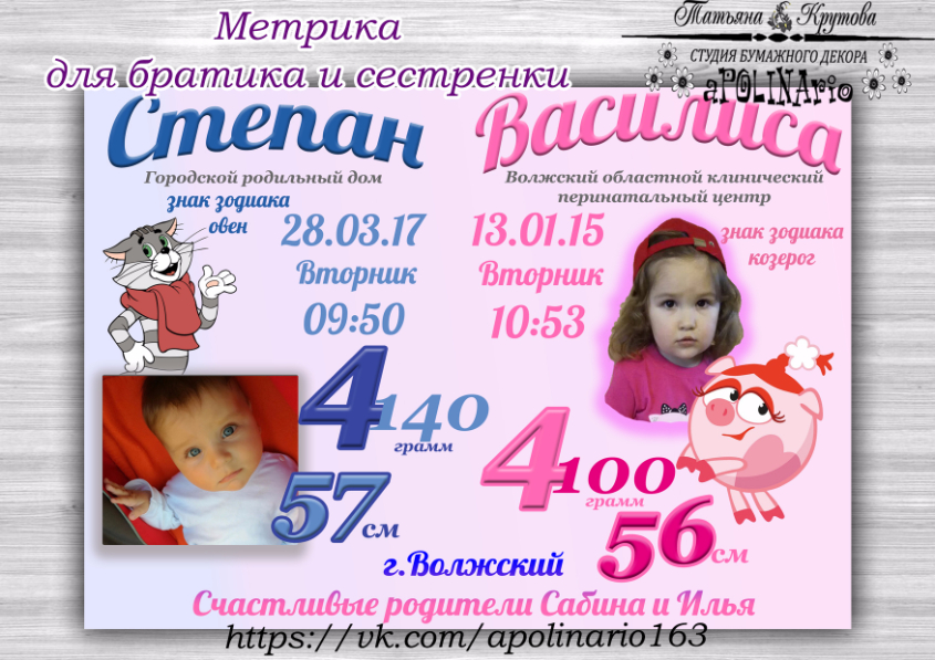 Метрика для братика и сестренки