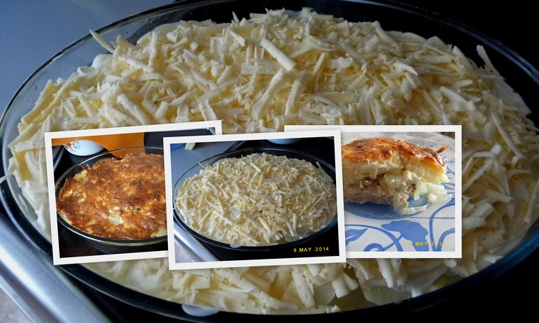 картофель с котлетами под сыром