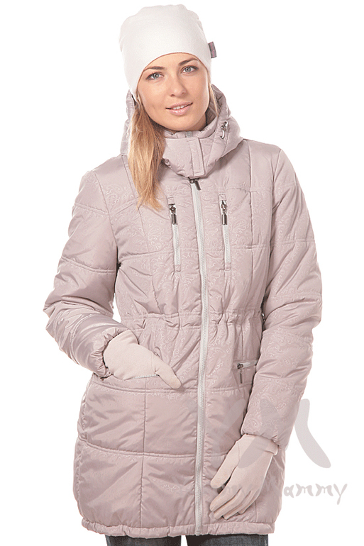 Cлингокуртка зимняя 3 в 1 YammyMammy бежевый жемчуг/принт/молочный 