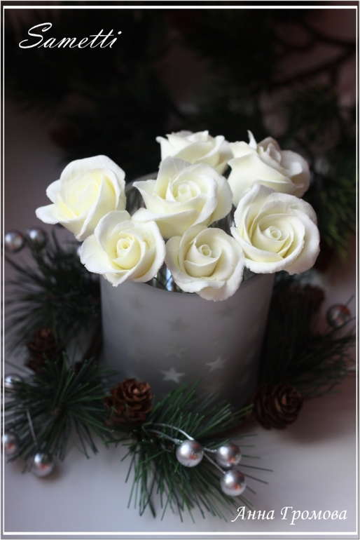 Букет из глины для зимней свадьбы и прочие аксессуары