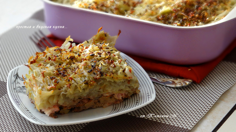 Куриная печень, запеченная с картофелем и беконом