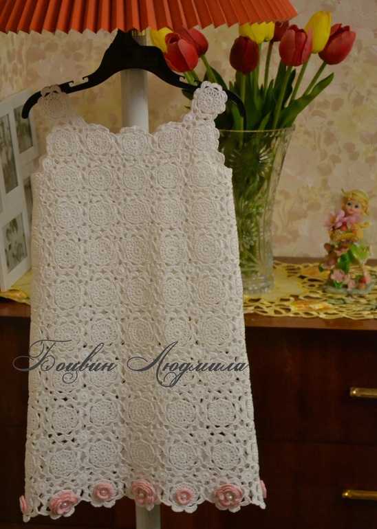 Белое платье крючком