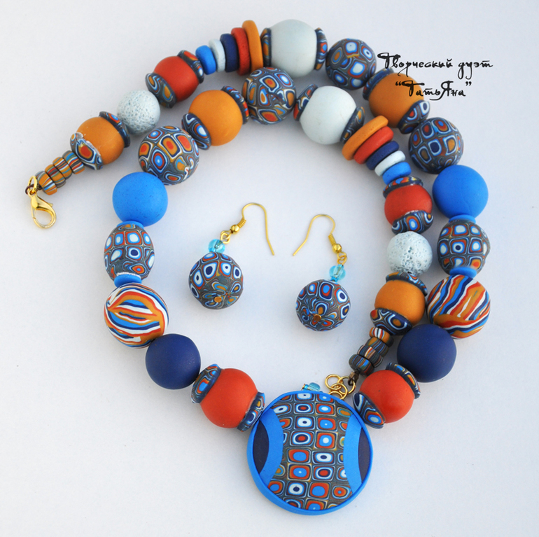 Бусы и серьги Золотая рыбка