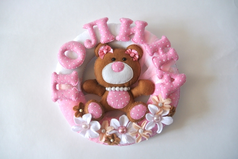 Панно розовый мишка