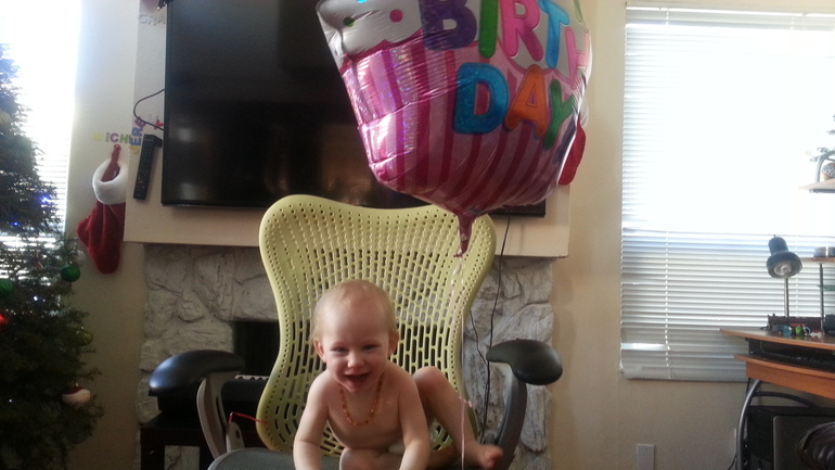 The famous chair look) Jeremy is turning one.