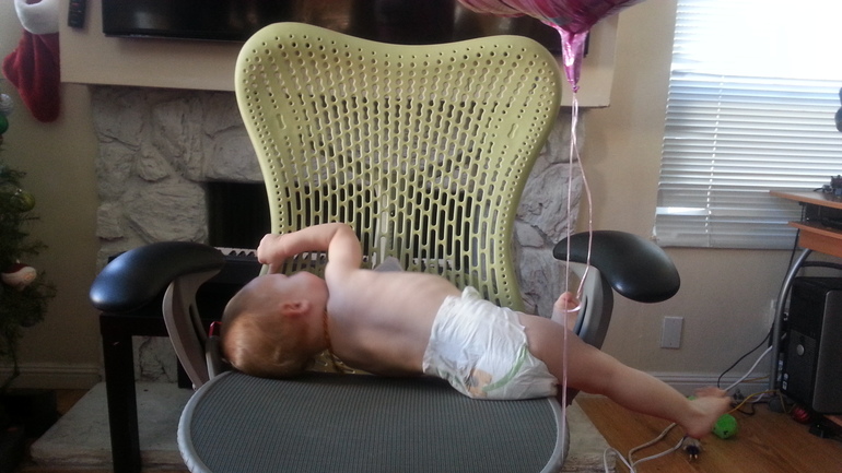 The famous chair look) Jeremy is turning one.