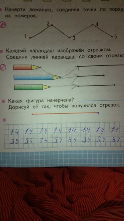 Закрась отрезки с номерами отрезков