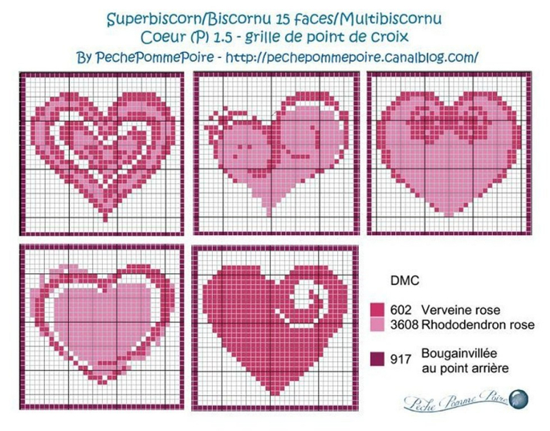 Сердечки крестиком схемы маленькие