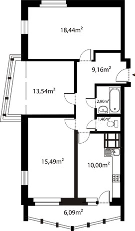 размещение спальни и гостиной